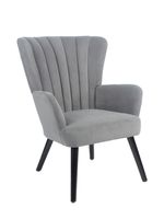 Sitial Acanalado Relan Azalia Poltrona de Terciopelo Gris