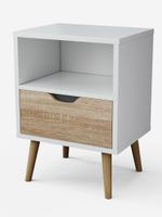 Velador Top Living Tromso Con Cajón Blanco y Madera
