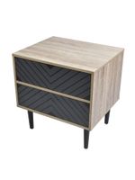 Velador Top Living Night Con Cajones Negro y Madera