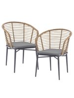 Set  de 2 Sillas Exterior con Cojín Relan Lumpur Ratán Jardín y Terraza