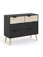 Cómoda Velador Negro Top Living Aloe Cajonera Nórdica