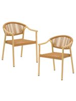 Set de 2 Silla Exterior Relan Makassar Cuerda de Ratán Sintético Jardín y Terraza