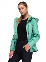 Chaqueta Cortavientos Impermeable Mujer Verde con Gorro
