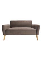 Sofá 2 Cuerpos Nemi Relan Tapizado en Terciopelo Color Café