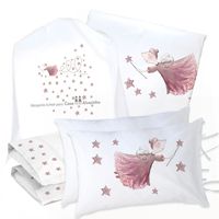 JUEGO DE CAMA FUNDA DE PLUMÓN + SABANA BAJERA + 4 FUNDAS ALMOHADA HADA 2 PLAZAS