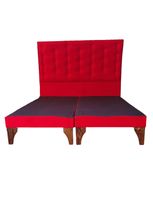 Base Europea Dividida + Respaldo a Piso Rojo Felpa