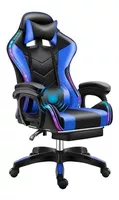Silla Gamer Rgb Con Reposapiés Masajeador Color Azul