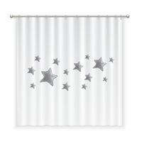 CORTINA DE BAÑO ALGODÓN ESTRELLAS GRISES