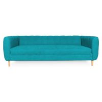 Sofá Lynette Felpa Turquesa 3 Cuerpos