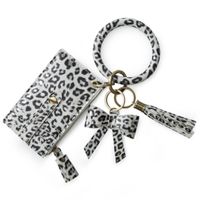 Ecosusi Llavero de pulsera con borla y lazo  - leopardo blanco