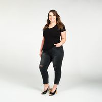 Legging Capri Jeans De Algodón Negro Caffarena