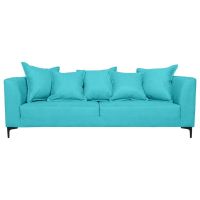Sofá Cordelia Chenille Tipo Lino Turquesa 2 Cuerpos