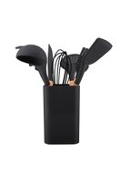 Set de Utensilios de Cocina Silicona Madera Negro