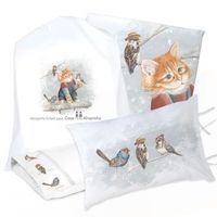 JUEGO DE CAMA FUNDA DE PLUMÓN + SABANA BAJERA +2 FUNDAS ALMOHADA GATITO Y AMIGOS 1,5 PLAZAS