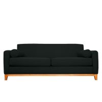 Sofá Meli Chenille Tipo Lino Negro 2 Cuerpos