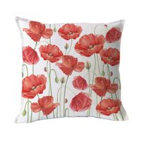 FUNDA COJÍN ALGODÓN AMAPOLAS ROJA 45X45