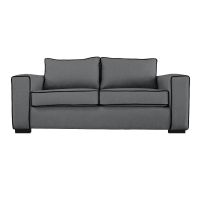 Sofá Gabro Chenille Tipo Lino Gris 3 Cuerpos