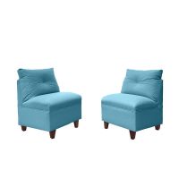 Par Butacas Mateo Chenille Turquesa Pata Madera 1C