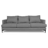 Sofá Aldara Chenille Tipo Lino Gris 3 Cuerpos