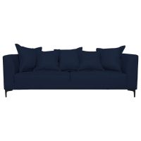 Sofá Cordelia Chenille Tipo Lino Azul 2 Cuerpos