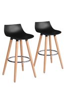 Pack 2 Pisos Bar Patas Madera y Reposapiés Negro