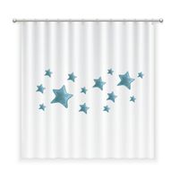 CORTINA BAÑO ALGODÓN ESTRELLAS TURQUESAS
