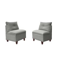 Par Butacas Mateo Chenille Gris Pata Madera 1C