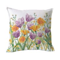 FUNDA COJÍN ALGODÓN JARDÍN DE FLORES TULIPÁN LILA 45X45
