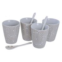 Juego de Tazas con Cucharas 8 Pzs Estrellas Gold