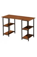 Escritorio con Estantería Inferior Doble Negro