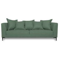 Sofá Cordelia Chenille Tipo Lino Verde 2 Cuerpos