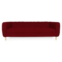 Sofá Lynette Chenille Tipo Lino Rojo 3 Cuerpos