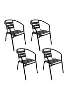 Pack 4 Sillas de Terraza Acero y Aluminio Negro