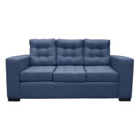 Sofá Antu Chenille Tipo Lino Azul 3 Cuerpos