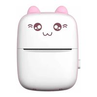 Mini Impresora Térmica Portátil Bluetooth Gatito + 1 Rollo Rosado