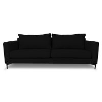 Sofá Alanna Chenille Tipo Lino Negro 2 Cuerpos