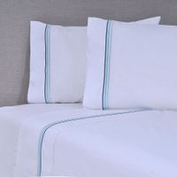 Sábana Bordada. 144 Hilos King Line Azul