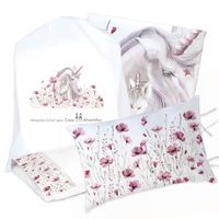 JUEGO DE CAMA FUNDA DE PLUMÓN + SABANA BAJERA +2 FUNDAS ALMOHADA UNICORNIO 1,5 PLAZAS