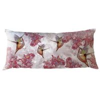 FUNDA COJÍN ALGODÓN  PICAFLOR FLOR FUCSIA XL