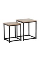 Set Mesas Laterales Auxiliares Industrial Café