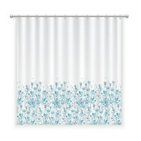CORTINA DE BAÑO ALGODÓN FLORCITAS Y MARIPOSAS TURQUESA