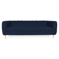 Sofá Lynette Chenille Tipo Lino Azul 3 Cuerpos