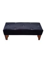 BANQUETA NEGRA FELPA BOTON DIAMANTE