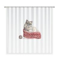 CORTINA DE BAÑO ALGODÓN GATO