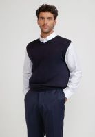 Sweater Cuello V Sin Mangas Lana Seda Azul Marino