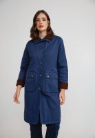 Parka Larga Mujer Algodón Y Poliéster Azul