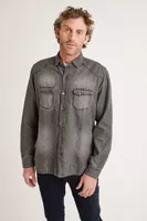 Camisa Manga Larga Hombre Slim Fit Bane Algodón Gris