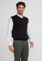 Sweater Cuello V Sin Mangas Lana Seda Negro