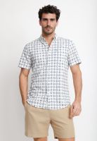 Camisa Hombre Manga Corta Estampada Beige OPWM2514