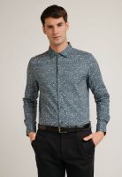 Camisa Hombre Manga Larga Stretch Estampada Gris Oscuro